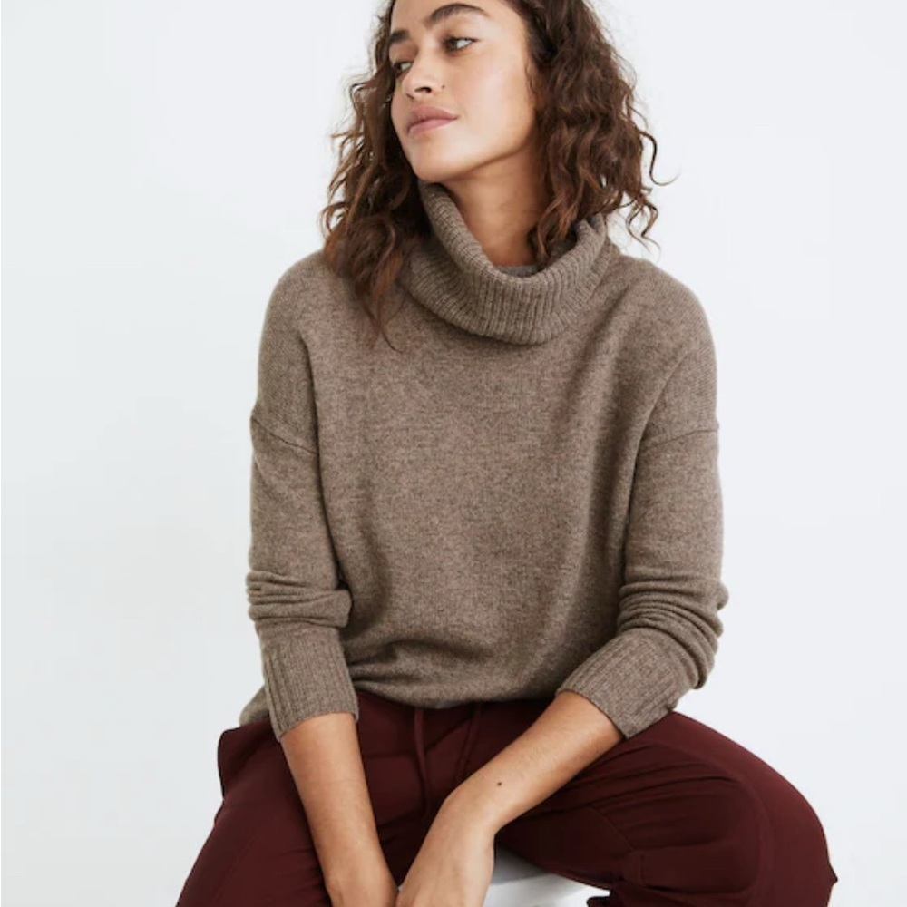 Madewell Taupe Cowl Neck Turtleneck Sweater